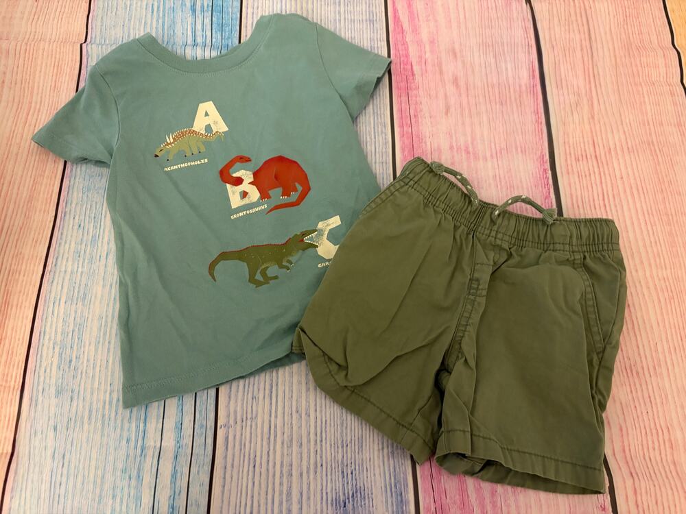 Cat & Jack 18M Dinosaur Outfit Set Shirt + Shorts VGUC